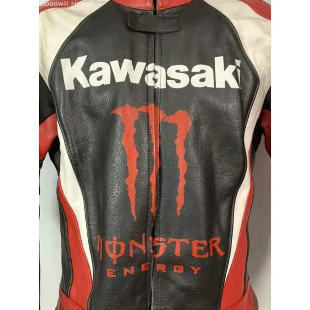 KAWASAKI MONSTER MOTORBIKE RACING LEATHER JACKET